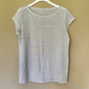Eileen Fisher M 100% Organic Linen Tunic Top Neutral Quiet Luxury Staple Basic